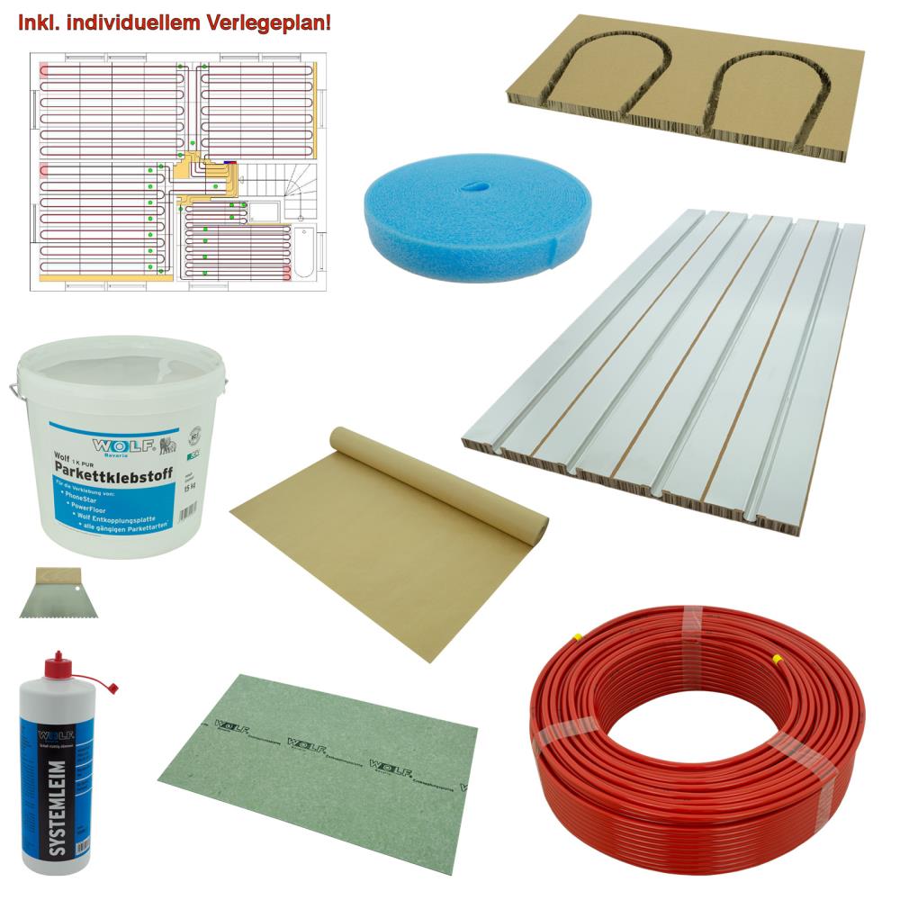 Wolf PowerFloor 20mm Trockenbau OHNE TROCKENESTRICH Fußbodenheizung Komplett Set Wolf PowerFloor 20mm Trockenbau OHNE TROCKENESTRICH Fußbodenheizung Komplett Set